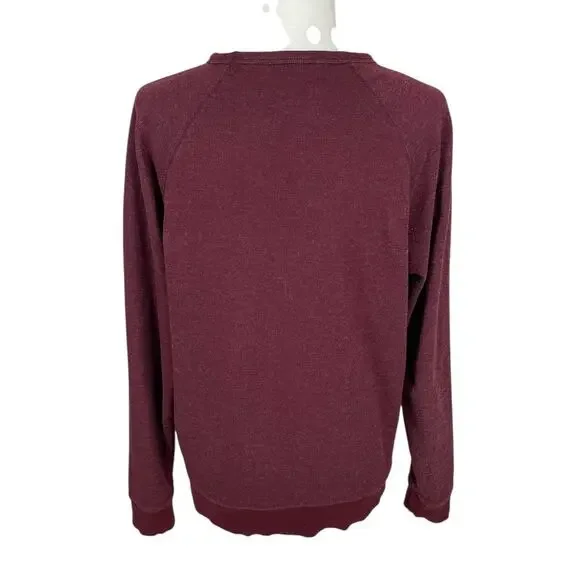 Pact Organic Raglan Crewneck French Terry Sweatshirt Maroon Men's Sz Med Classic - Picture 3 of 10